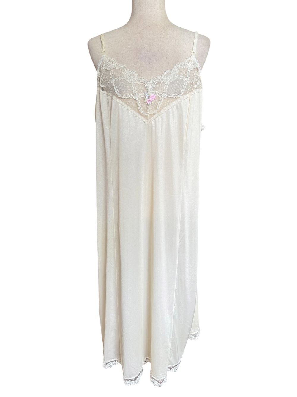 Vintage Ivory Lace-Trim Slip Chemise - Picture 1 of 5